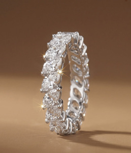Anillo de Eternidad con Corte Marquesa para Mujer, Diamante Cultivado en Laboratorio, Moissanita, Chapado en Oro de 14K sobre Plata, Anillo de Boda de Lujo, Regalo de Aniversario - Product Image 2