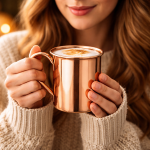 Juego de Tazas para Beber de Cobre 100% Puro |   Tazas de Metal con Acabado Martillado y Asa, Taza Premium para Bebidas, Regalo con Bolsa de Transporte - Product Image 1