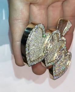 Pendentif Cœur Personnalisé Sertie de Diamants, Collier Triple Cœur, Pendentif en Moissanite, Argent Sterling 925 Micro Pavé - Product Image 3