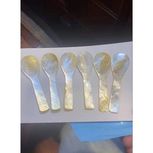 Iridescent Yellow <b>Shell</b> Dessert Spoon Eco-friendly Natural MOP Spoon Custom Logo Caviar Accessories High Quality Handicraft - Product Image 6