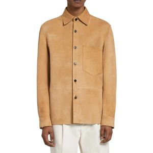 เสื้อเชิ้ตผู้ชายสไตล์วินเทจหนังแกะแท้คุณภาพพรีเมียม ระบายอากาศได้ดี ลายเรียบง่าย สวมใส่สบายในฤดูหนาว ดีไซน์ปกเสื้อ - Product Image 1