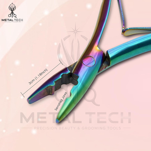 Pince à épiler multicolore en acier inoxydable pour extensions capillaires, outil de dépose de micro-anneaux et de kératine, avec plusieurs trous - Product Image 6