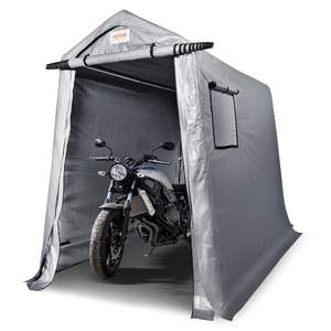 Abri solaire extérieur compact et durable de 6x8 pieds, installation instantanée, porte enroulable, fenêtres respirantes, stockage toute l'année, modèle pour motos - Product Image 1