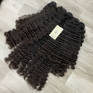 Recién llegado, superventas, cutícula alineada, bundles crudos rizados birmanos, cabello humano vietnamita de trama negra Natural - Product Image 3