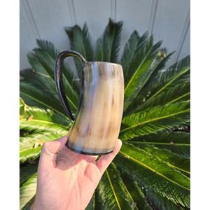 Chope à bière vintage en corne faite à la main avec poignée, motif uni, pour fêtes, articles de bar pour adultes, fournitures événementielles, chopes et gobelets en corne - Product Image 6