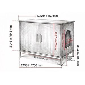 Wooden <b>Cat</b> Litter <b>Box</b> Cabinet with Accessories - Product Image 3
