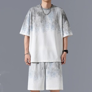 Ensemble de vêtements pour hommes tendance, t-shirt à manches courtes et pantalon d'été pour hommes, ensemble décontracté imprimé - Product Image 1