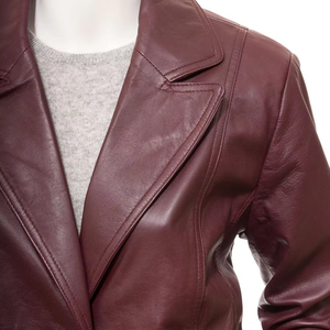 Mantic Enterprises Women's <b>Genuine</b> Leather Motorcycle Jacket Turn-down Collar Breathable Detachable Collar Autumn Wear - Product Image 3