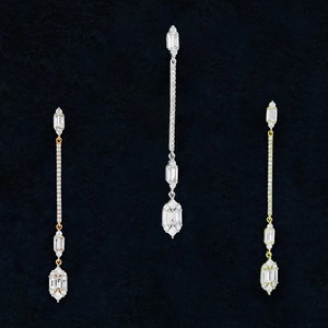 Pendientes de Aro de Oro de 14k con Diamantes, Forma de Campana, Joyería Fina de Lujo Inspirada en el Art Déco, Regalo para Mujer - Product Image 1