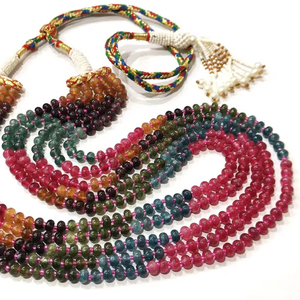 Collar de Cuentas Redondas Lisas de Cuarzo Multicolor Natural de 6 mm, Collar en Capas de 18-20 Pulgadas de Largo, Tejido a Mano, Alta Calidad, EMINENT JEWEL N - Product Image 1