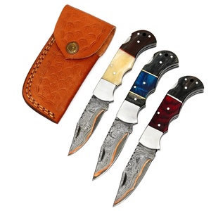 Couteau pliant artisanal en cuivre et acier Damas, manche en bois, logo personnalisé, couteau de poche OEM/ODM, couteau de camping et de chasse EDC UA - Product Image 1