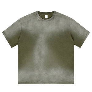 เสื้อยืดแขนสั้นผู้ชายสีน้ำเงินไล่เฉดสี ทรงลำลอง ระบายอากาศได้ดี คอทรงกลม ผ้าถัก สำหรับฤดูร้อน สีพื้น ย้อมสีเรียบ - Product Image 2