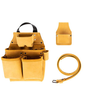 Heavy Duty Tool <b>Belt</b> with Multiple Pockets Adjustable Straps <b>Tan</b> Color Durable <b>Waist</b> Bag for Construction Workers - Product Image 2