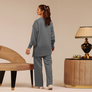 Conjunto de Dos Piezas Casual y Holgado de Moda Europea y Americana 2026, Nueva Colección de Invierno, Tejido Sólido para Mujeres Musulmanas - Product Image 4