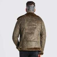 Veste en cuir pour homme 2026 de haute qualité et durable, idéale pour l'hiver, avec col montant, motif dessin animé, imperméable, réversible, en fausse fourrure de mouton