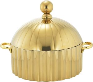 Olla de Lujo para Hot Pot, Cacerola de Acero Inoxidable, Negra y Dorada, con Aislamiento Térmico de Doble Pared, Plato para Servir, Calentador de Comida para Buffet, Servidor de Roti - Product Image 5