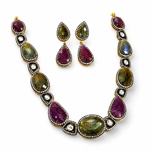 Luxury 925 Silver Gold Plated Green Kundan Polki <b>Necklace</b> Set for Women Bridal Wedding Party Gift Jewelry Traditional Gift - Product Image 1