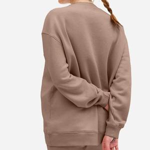 Sudadera corta de algodón 100% de felpa francesa de alto gramaje para mujer, con hombros caídos y cuello redondo, estilo holgado - Product Image 6