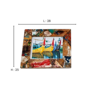 Marco de Fotos Horizontal Creativo y Único Hecho a Mano con Madera de Barco Reciclada en Color Natural para Decoración de Paredes del Hogar, Venta al por Mayor - Product Image 2