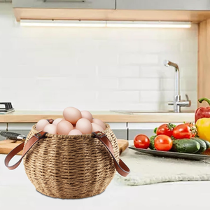 Handmade Farmhouse Paper Rope <b>Egg</b> <b>Basket</b> with Leather Handle Storage <b>Baskets</b> for <b>Egg</b> Organizing from Vietnam - Product Image 3