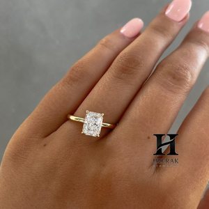 แหวนเพชรทรงรัศมี 2 กะรัต หรูหรา สำหรับหมั้นและวันครบรอบ ทำจากทองคำขาว 14K ประดับเพชรเม็ดเดี่ยว รับรองโดย IGI - Product Image 3