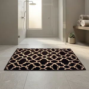 Tapis de sol en microfibre tissée lavable de qualité supérieure 1200 GSM, motif Mugal Jali beige café, pour portes d'entrée, couloirs, chambres, salons - Product Image 2