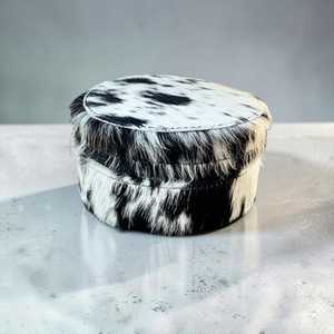 Vintage Cowhide Real Fur <b>Leather</b> <b>Jewelry</b> Case with Zipper Closure Durable Storage <b>Box</b> for Travel and Home Use - Product Image 3