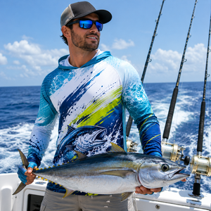 Vente en gros de chemises de pêche personnalisées 100% polyester respirantes, sweat-shirt performant à manches longues, protection UV, vêtements par sublimation - Product Image 5