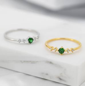 แหวนเงินแท้ทรงมาร์คีส์ประดับมรกตสีเขียวมรกตสไตล์วินเทจ แหวนมรกตอันละเอียดอ่อน - Product Image 1