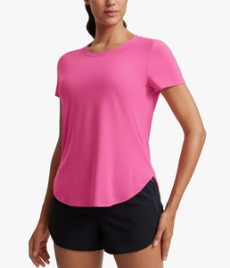 Camiseta Deportiva Ligera sin Costuras para Mujer, Camiseta Deportiva de Manga Corta para Gimnasio, Correr, Atletismo, con Aberturas Laterales - Product Image 4
