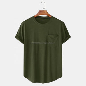 Camiseta de Verano de Alta Calidad 100% Algodón con Logotipo Personalizado Estampado para Hombre, Camiseta Lisa con Cuello Redondo y Bolsillo Delantero - Product Image 1