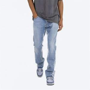 Breathable Casual Men's <b>Jeans</b> Pants with Straight Pattern <b>Elastic</b> <b>Waist</b> Wider Leg Openings-Great Wearing Comfort Sale - Product Image 1