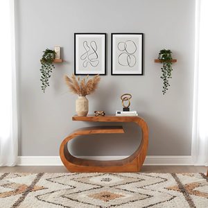 Table console de salon haut de gamme en bois d'acacia massif pour entrée, couloir et mobilier de maison moderne avec éléments en bois artistiques - Product Image 1