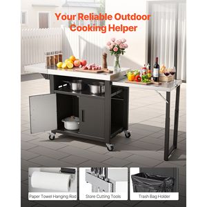 Carrello per Barbecue da Esterno con Armadietto Portaoggetti, Isola Cucina con Piano in Acciaio Inox da 74,8 Pollici - Product Image 5