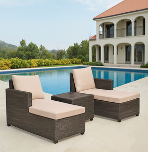 Ensemble de chaises longues contemporaines pour le bord de la piscine avec une construction durable et des sièges confortables pour une relaxation toute la journée - Product Image 2