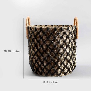 Set Of 3 Natural Black Seagrass Rattan Tassel <b>Storage</b> <b>Basket</b> Handmade <b>Storage</b> <b>Basket</b> Wholesale eco-friendly Made in Viet Nam - Product Image 3