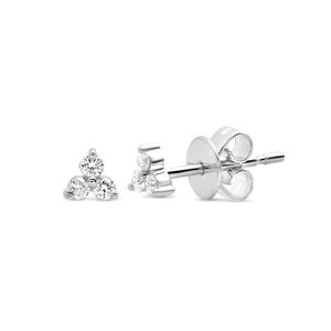 Pendientes de Oro Sólido de 14k con Tres Diamantes, Venta al por Mayor Directa de Fábrica, Pendientes con 3 Piedras en Forma de Flor, Proveedor de Joyería Fina Personalizada - Product Image 4