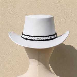 Premium Quality Custom Red Black Leather Cowboy <b>Hat</b> Skull <b>Band</b> Western Gothic Biker Outback <b>Hat</b> - Product Image 4