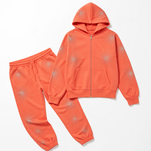 Ensemble de survêtement décontracté pour adultes, violet, avec étoiles en strass, à capuche, fermeture éclair, manches longues, en polaire anti-plis, pour l'hiver (sweat-shirt et pantalon) - Product Image 5