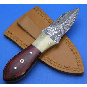 Cuchillo para Ostras de Acero de Damasco Hecho a Mano, Ecológico y Personalizable, Premium, con Mango de Madera Pakka, para Amantes, 2025, Viene con Funda de Cuero - Product Image 2