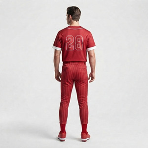 Uniforme de Béisbol para Hombre al por Mayor, Conjunto Deportivo Transpirable con Camisa de Manga Larga y Pantalones a Rayas, 100% Algodón, Logotipo Frontal - Product Image 2