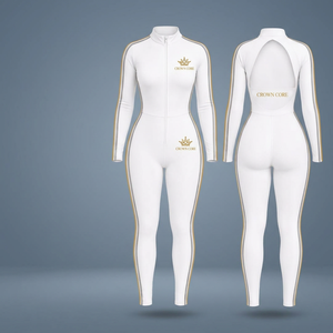 Mono de yoga blanco de manga larga para mujer, de cintura alta, control de abdomen, transpirable, moldeador, ropa de gimnasio - Product Image 1