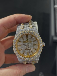 Montre mécanique Moissanite Iced Out, mouvement automatique, boîtier en métal, cadran rond, montre-bracelet de luxe unisexe Hip Hop - Product Image 1
