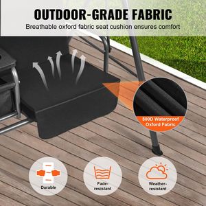 Dondolo da Esterno a 2 Posti con Tettuccio Regolabile, Borsa Portaoggetti, Vassoio Girevole e Tessuto Oxford Resistente per il Tuo Relax - Product Image 4