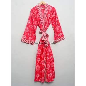 Bata de algodón puro con estampado indio, kimono de verano, pareo floral para playa, cómoda bata de maternidad, kimono de primavera, albornoz, regalo - Product Image 1