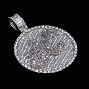 Rapper Bling Jewelry Custom Iced Out Letter Name <b>Pendant</b> Solid 925 Sterling <b>Silver</b> Moissanite Diamond <b>Initial</b> Letter <b>Pendant</b> - Product Image 1