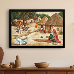 Traditional Scenery Acrylic Painting on <b>Canvas</b> with <b>Wood</b> Frame Multicolor Indoor Wall Decor Artwork - Product Image 5
