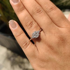 Bague en diamant ovale de 0,80 à 2,00 carats, couleur F, pureté VS, avec pierres latérales taille ronde, en platine 950, bijoux fins, pour fiançailles, mariage, anniversaire - Product Image 5
