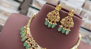 Ensemble collier et boucles d'oreilles en moissanite plaqué or, design unique et exclusif, qualité supérieure, pour fiançailles et mariage, pour femmes - Product Image 2