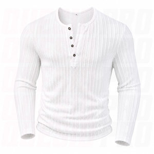 เสื้อยืดแขนยาวผู้ชาย คอวี ผ้าฝ้าย 100% กันยับ สไตล์สตรีทแวร์ เป็นมิตรกับสิ่งแวดล้อม สีพื้น ใส่สบาย แห้งเร็ว - Product Image 5